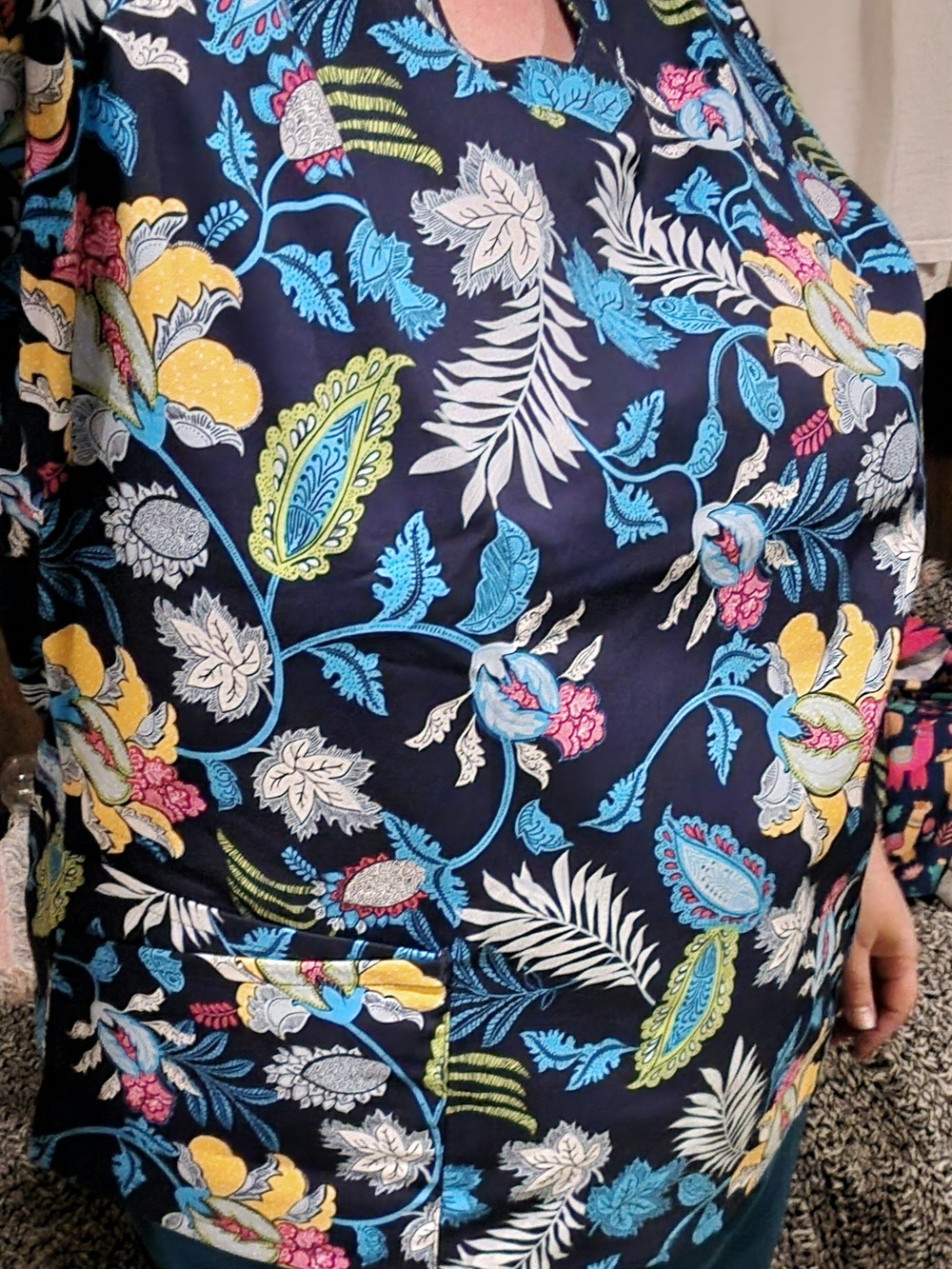 Buttersoft Floral Print Scrub Top